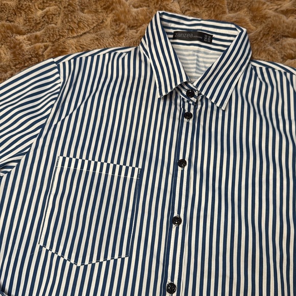Zanzea Collection Blue Striped Women’s Shirt size 16 - Picture 5 of 11
